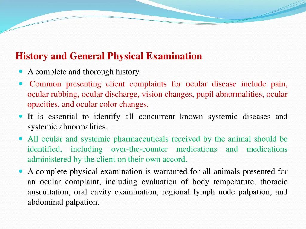 history and general physical examination