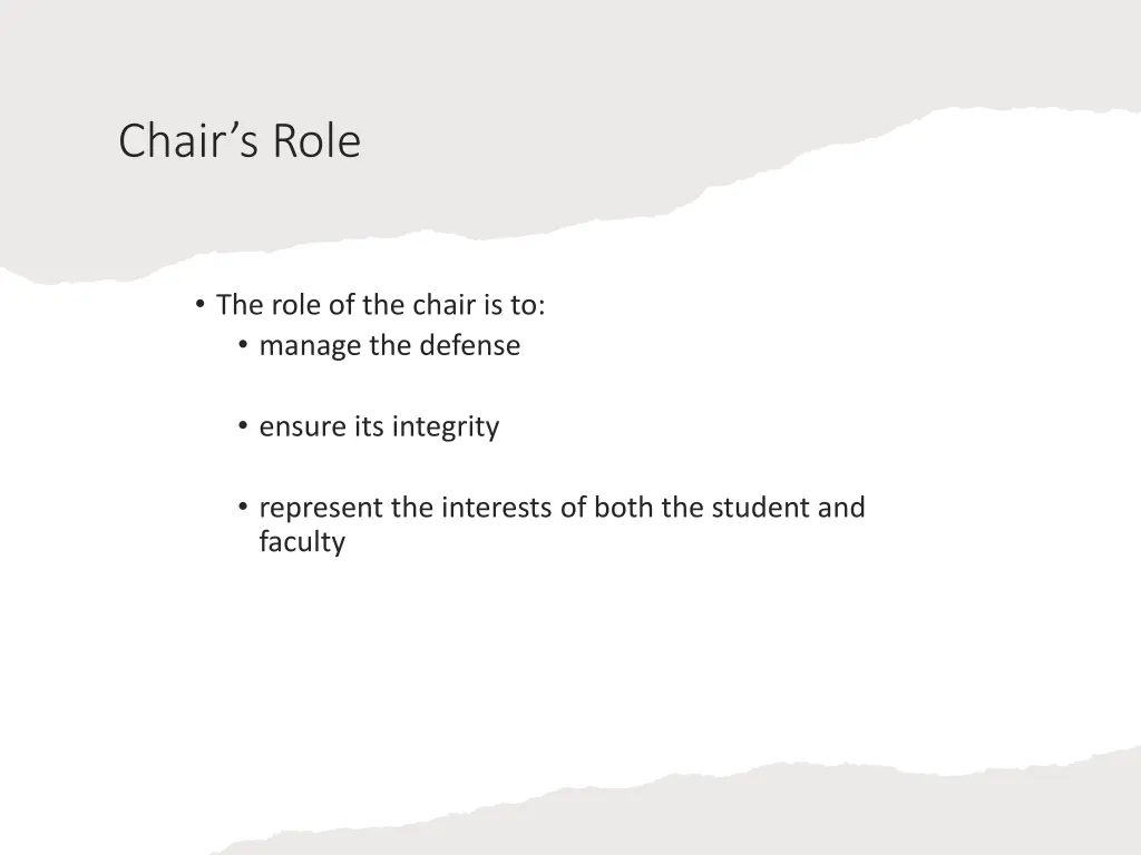 chair s role