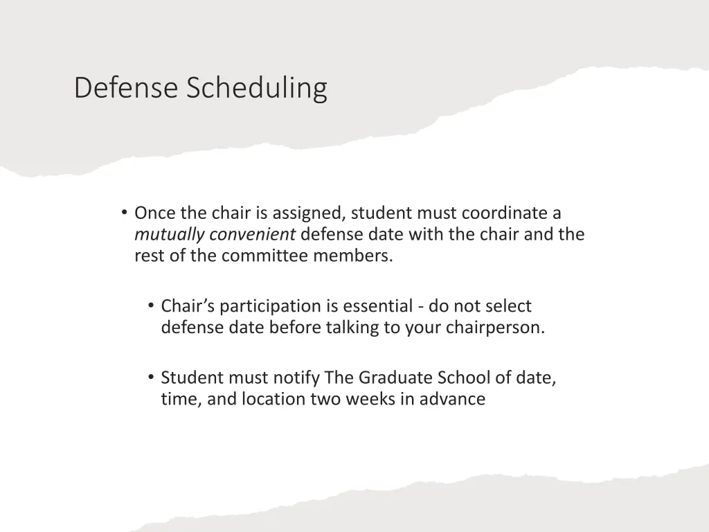 defense scheduling