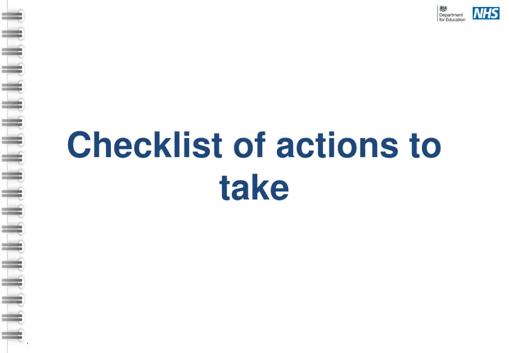 checklist of actions to take