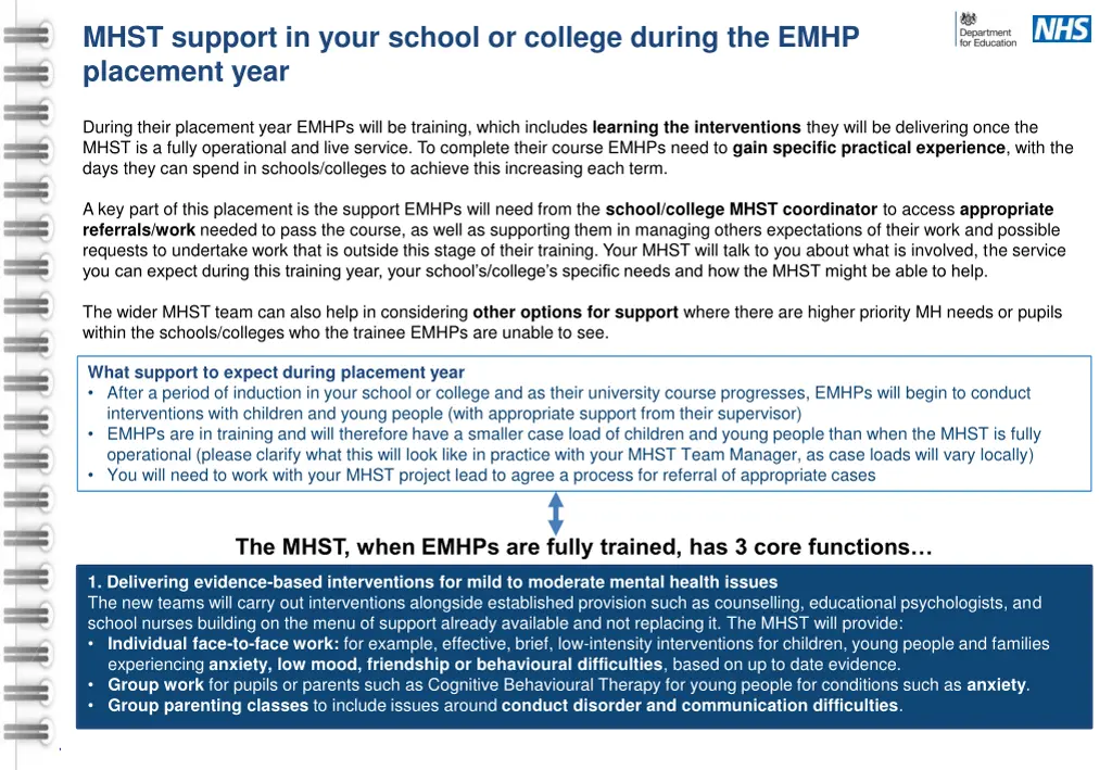 mhst support in your school or college during