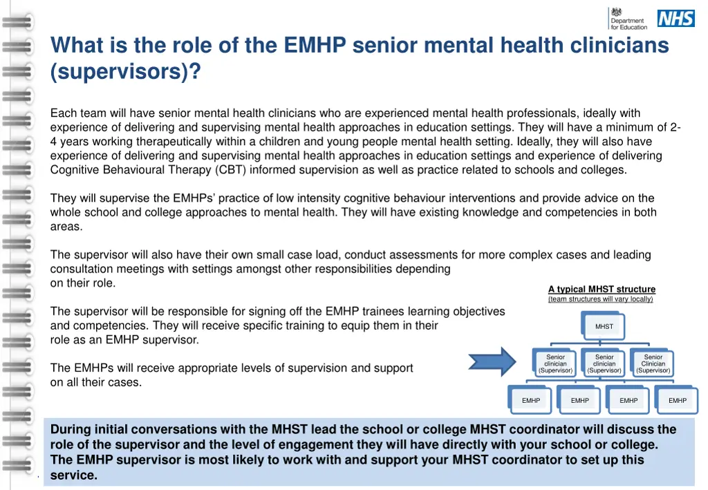 what is the role of the emhp senior mental health