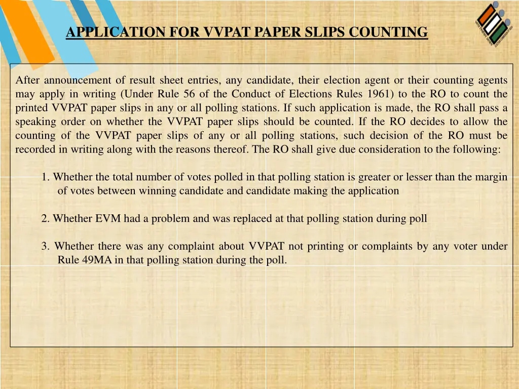 application for vvpat paper slips counting