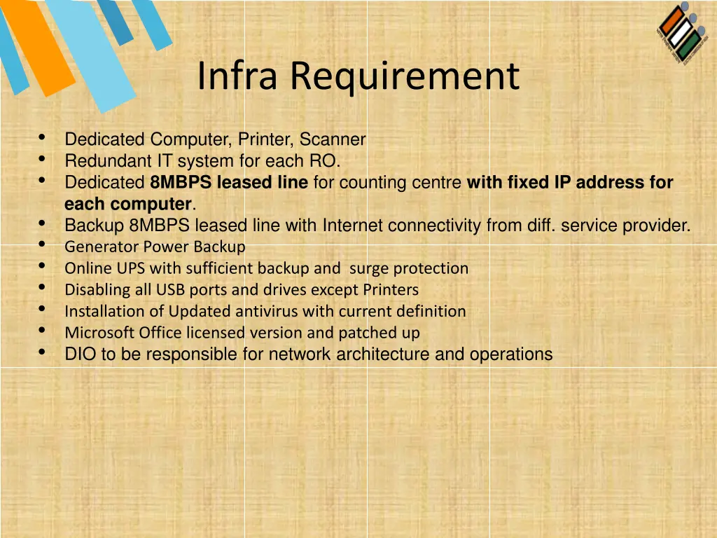 infra requirement