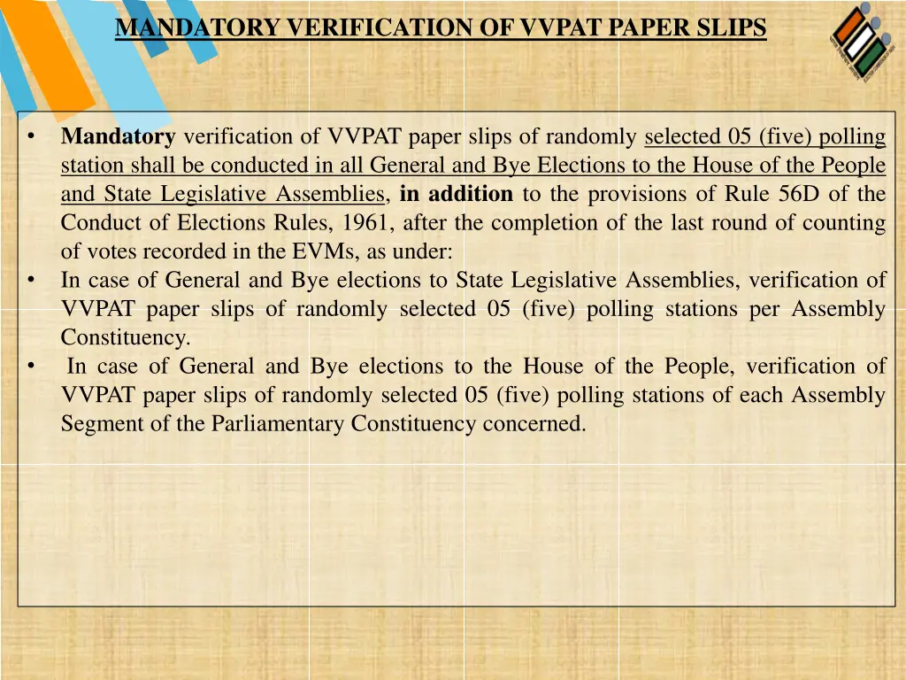 mandatory verification of vvpat paper slips