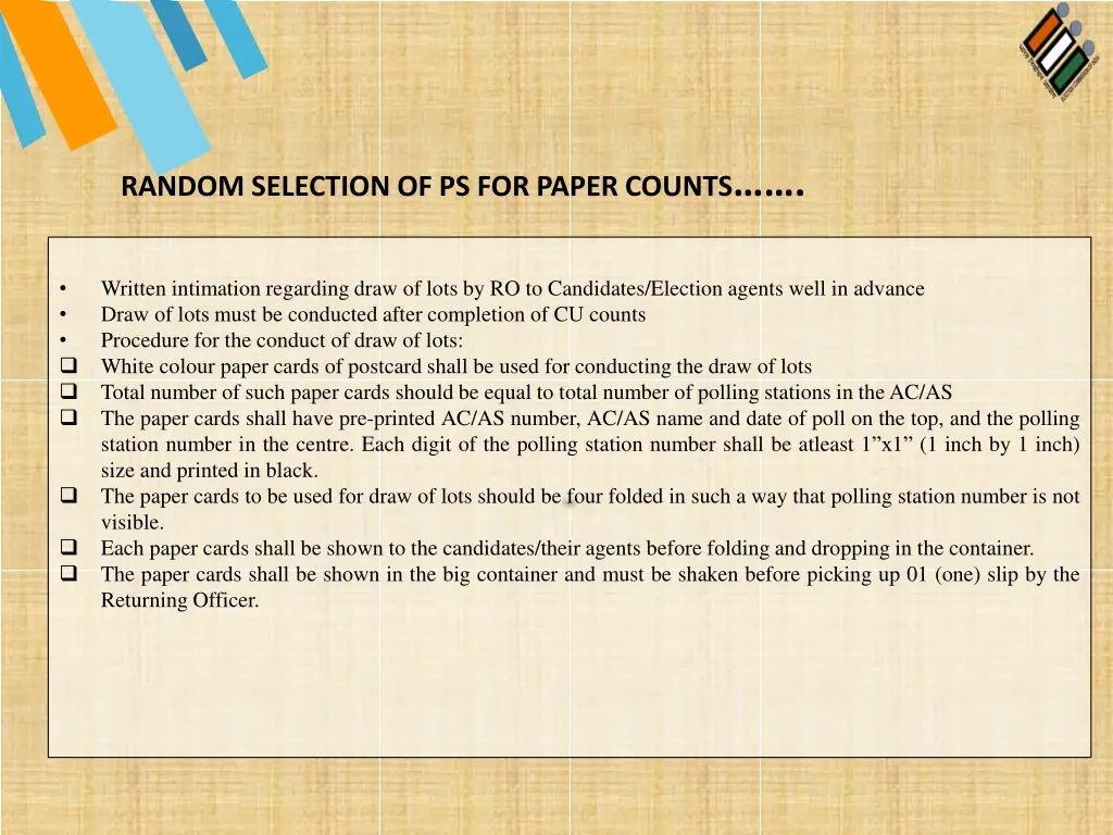 random selection of ps for paper counts