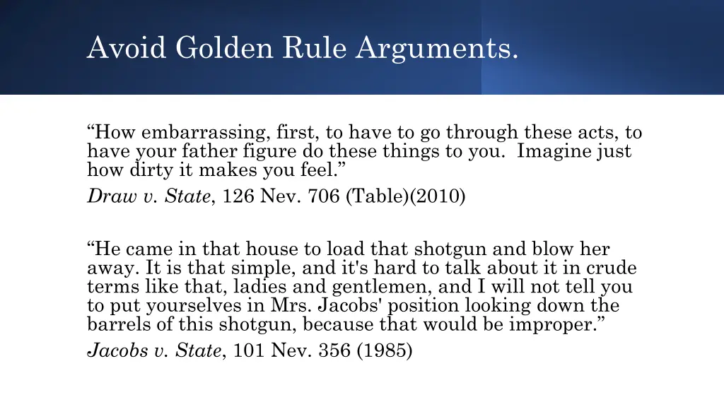 avoid golden rule arguments 1