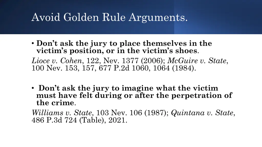 avoid golden rule arguments