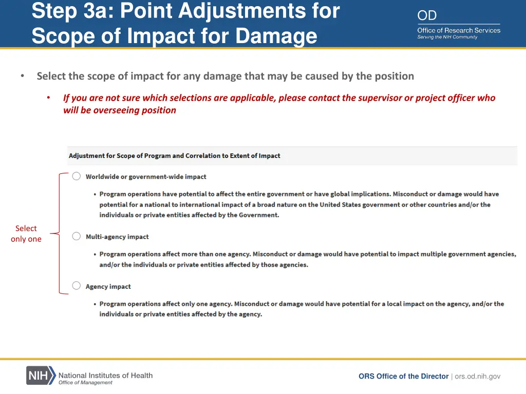 step 3a point adjustments for scope of impact