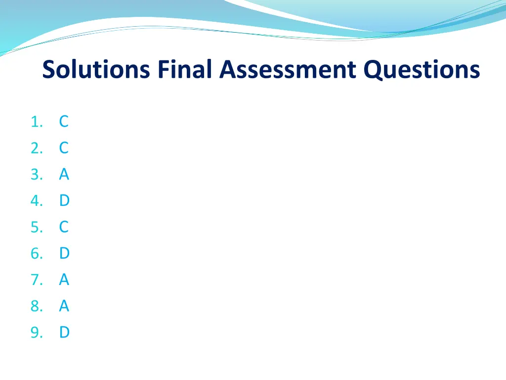 solutions final assessment questions