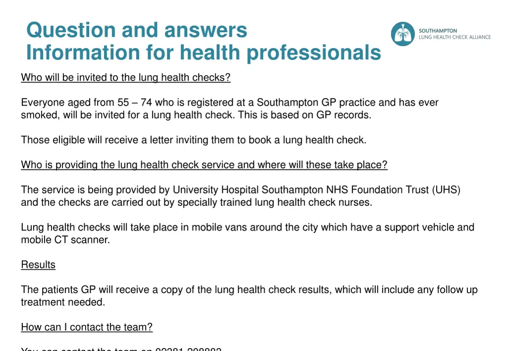 question and answers information for health