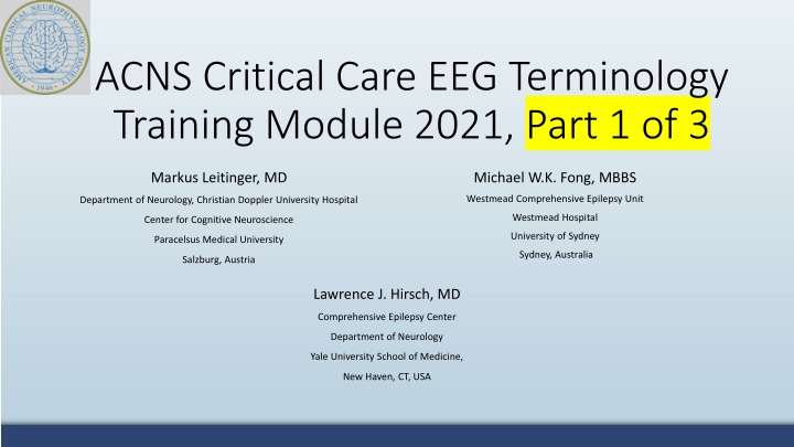 acns critical care eeg terminology training