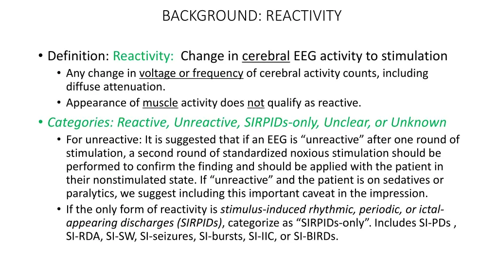 background reactivity