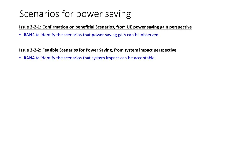 scenarios for power saving