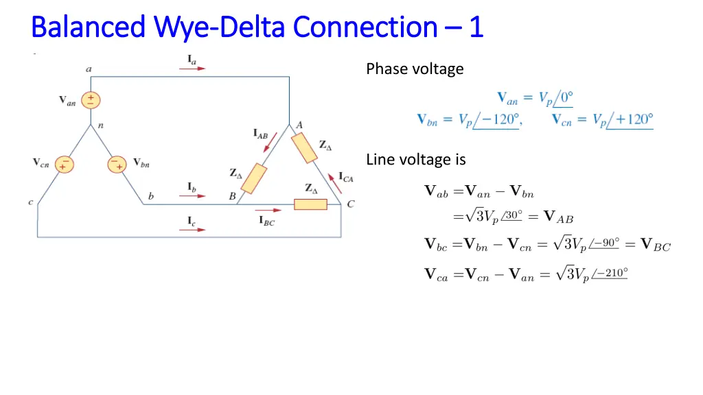 balanced wye balanced wye delta connection delta