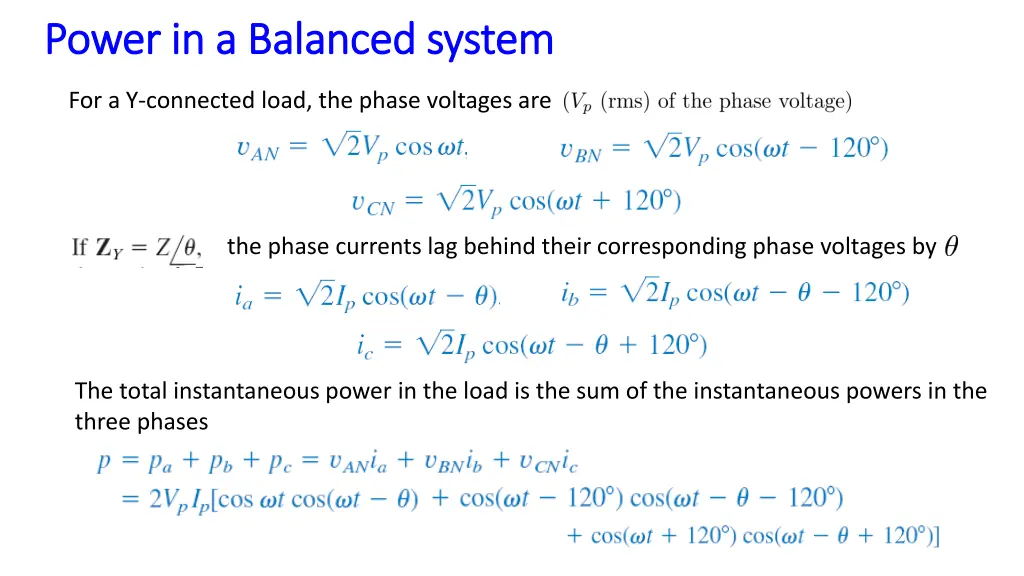 power in a balanced system power in a balanced