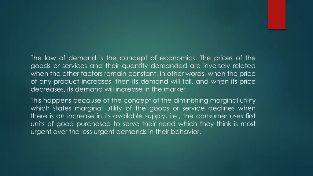 the law of demand is the concept of economics