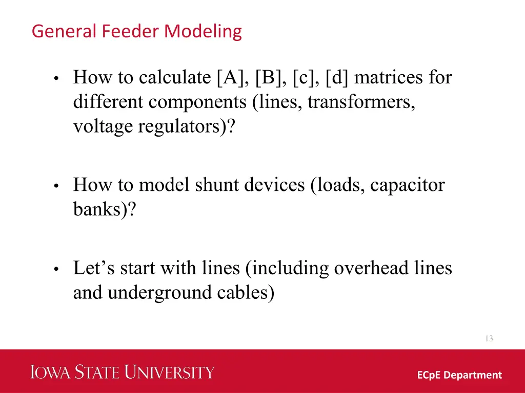 general feeder modeling