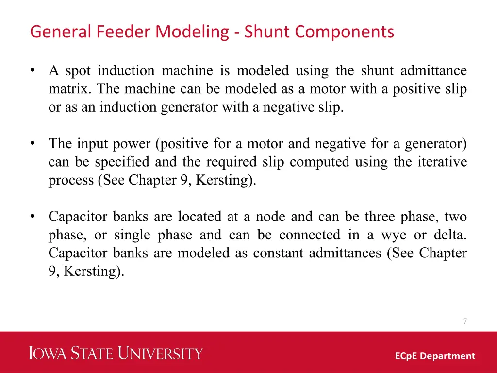 general feeder modeling shunt components 1