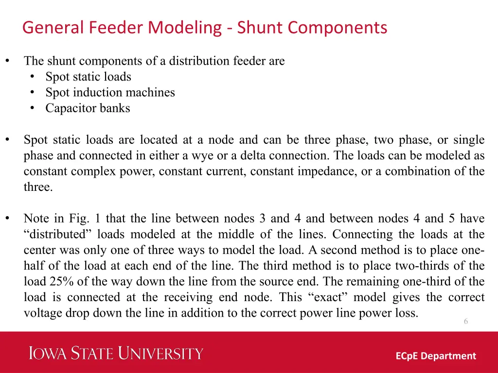 general feeder modeling shunt components