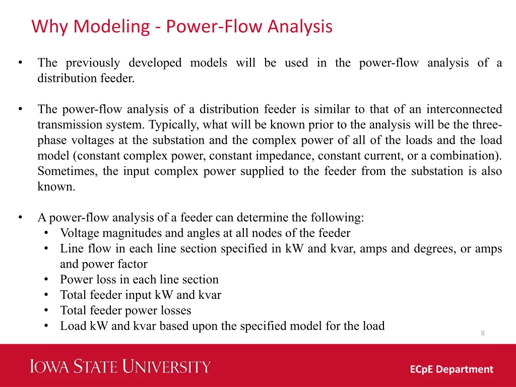 why modeling power flow analysis