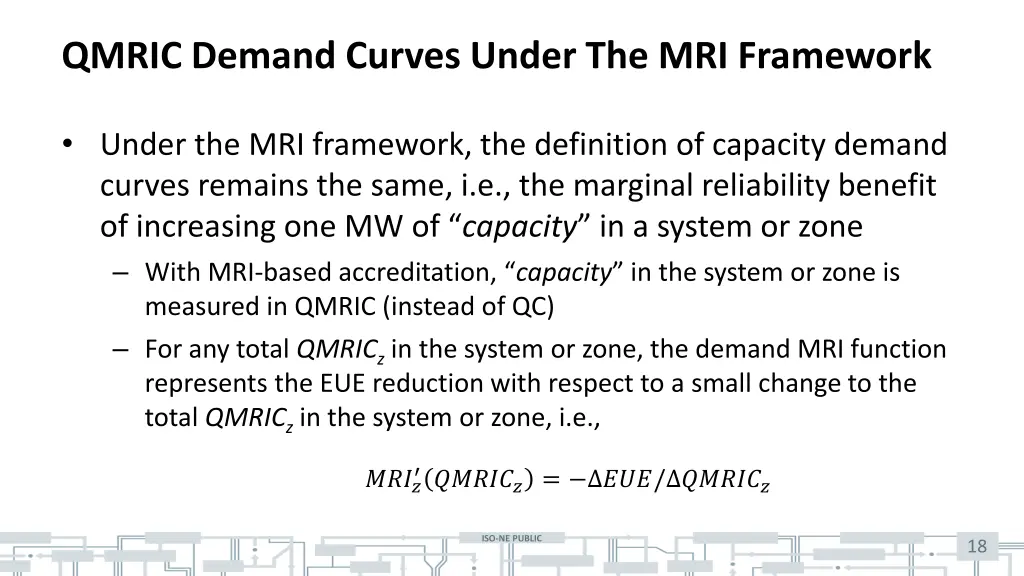 qmric demand curves under the mri framework