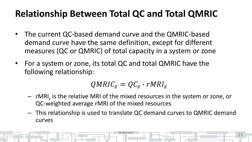 relationship between total qc and total qmric