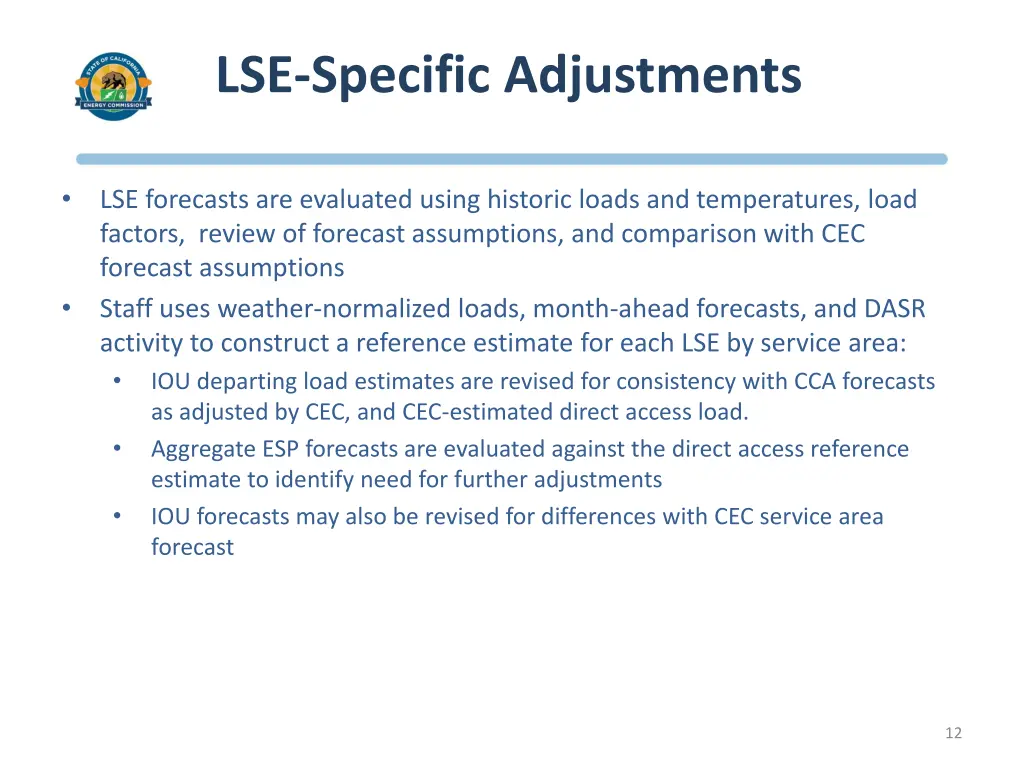 lse specific adjustments