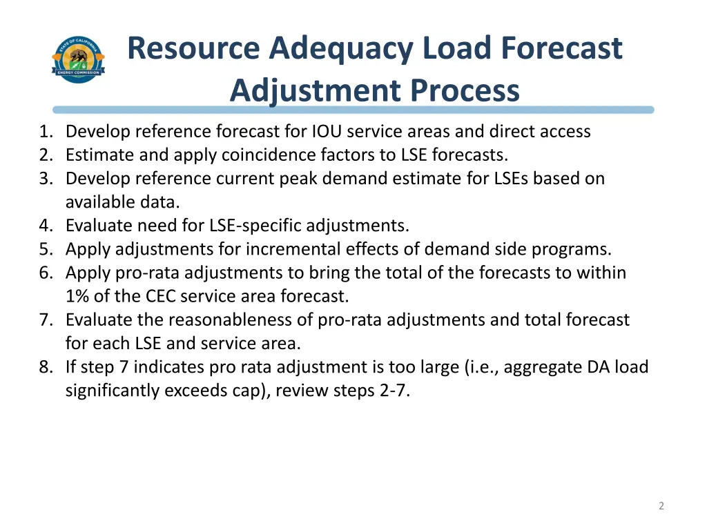 resource adequacy load forecast adjustment process