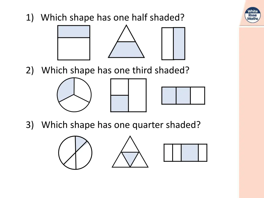 1 which shape has one half shaded