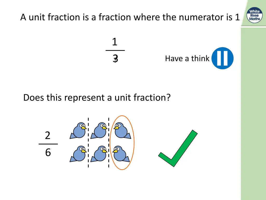 a unit fraction is a fraction where the numerator 9