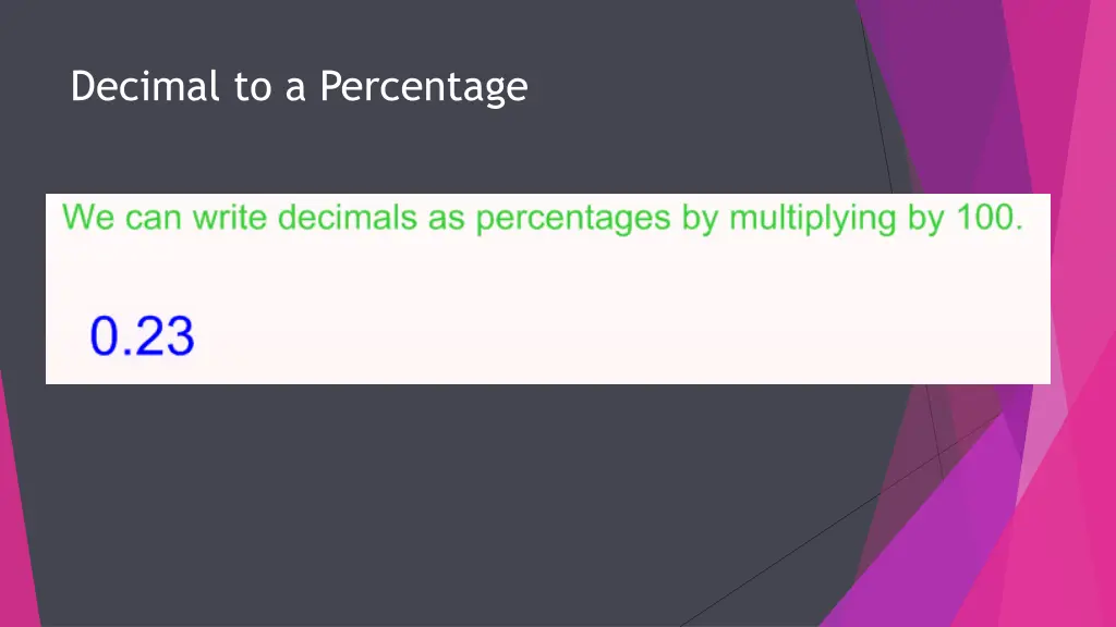 decimal to a percentage