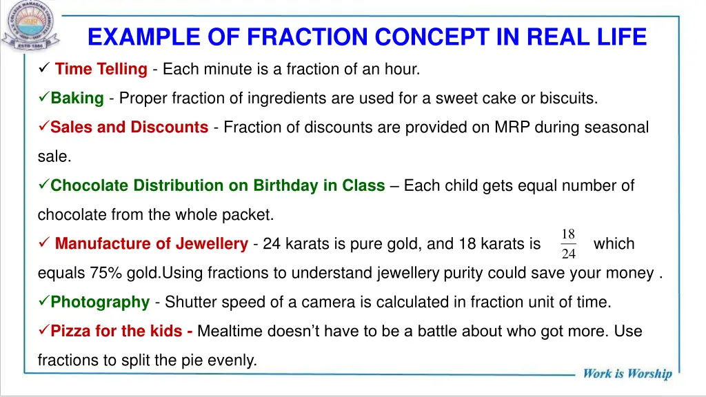 example of fraction concept in real life