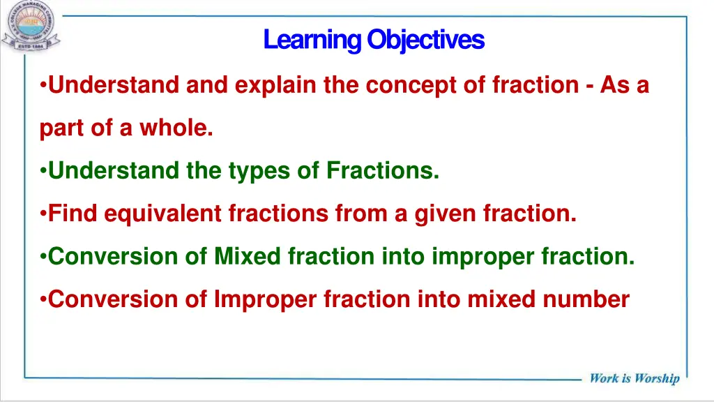 learning objectives