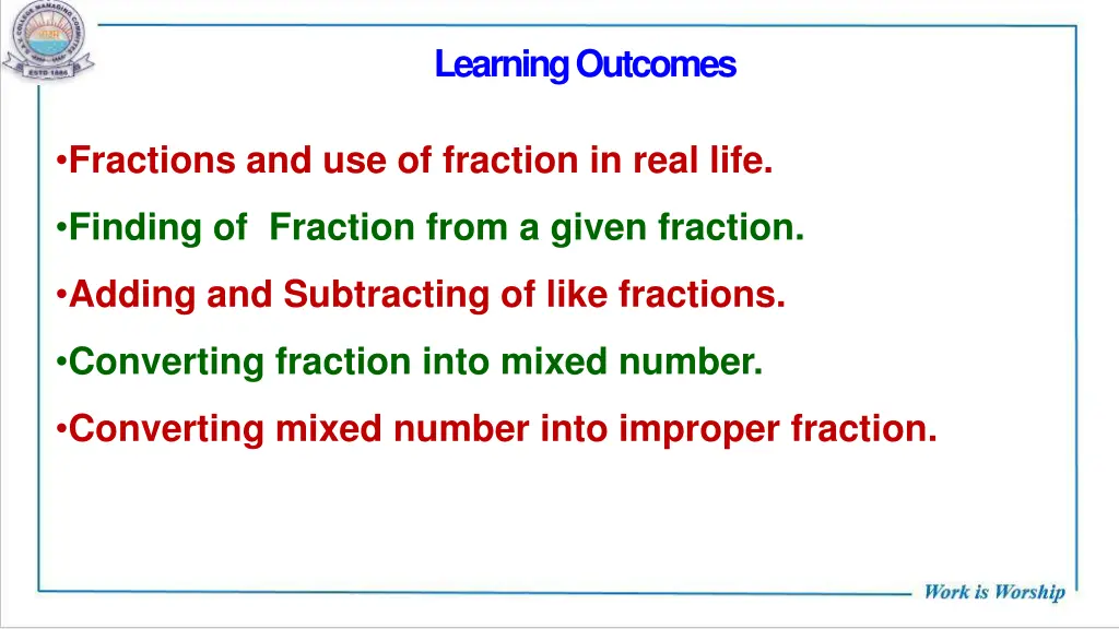 learning outcomes