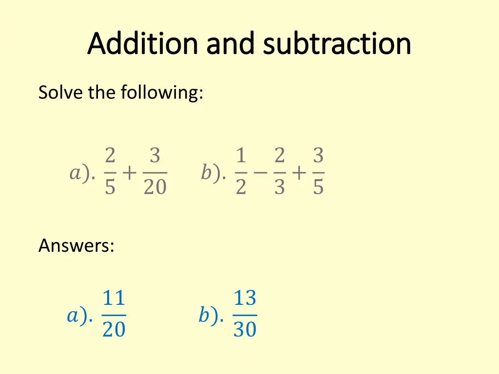 addition and subtraction addition and subtraction 1