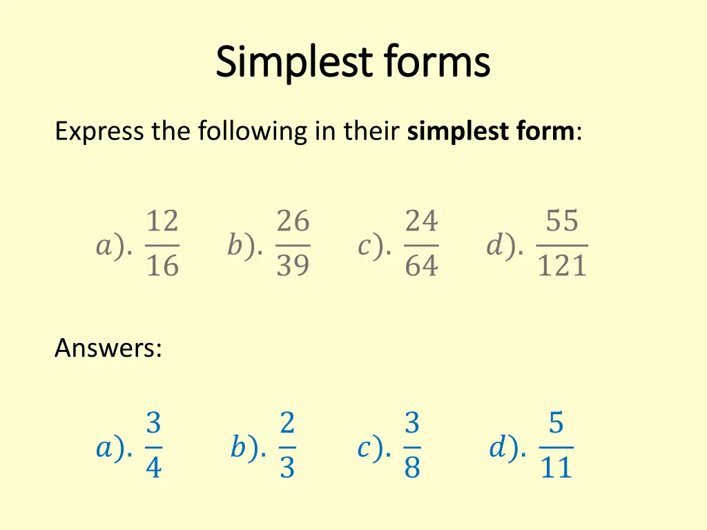 simplest forms simplest forms 1