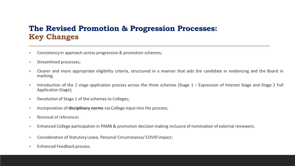 the revised promotion progression processes