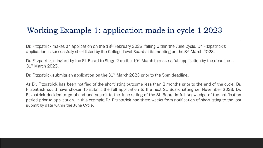 working example 1 application made in cycle 1 2023