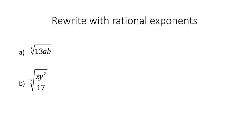 rewrite with rational exponents