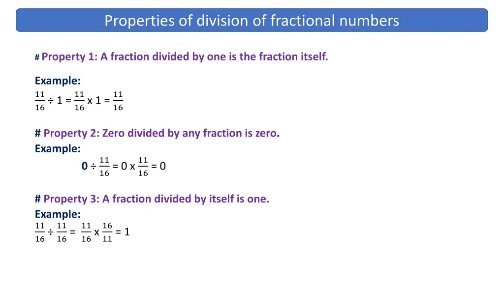 properties of division of fractional numbers