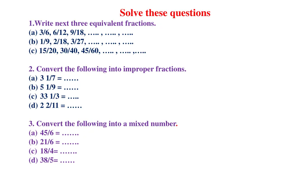 solve these questions