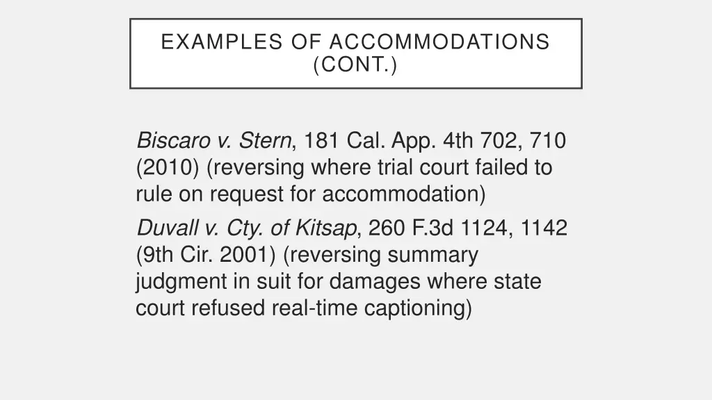 examples of accommodations cont