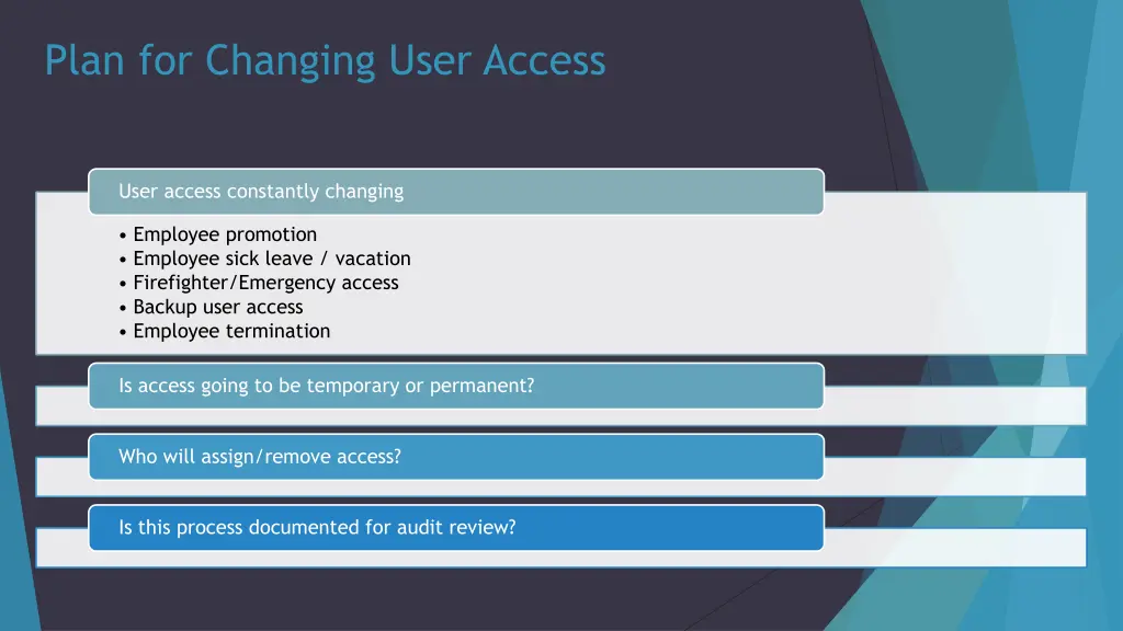 plan for changing user access