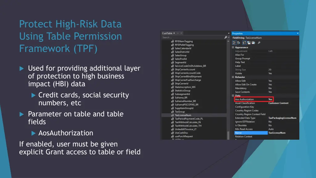 protect high risk data using table permission