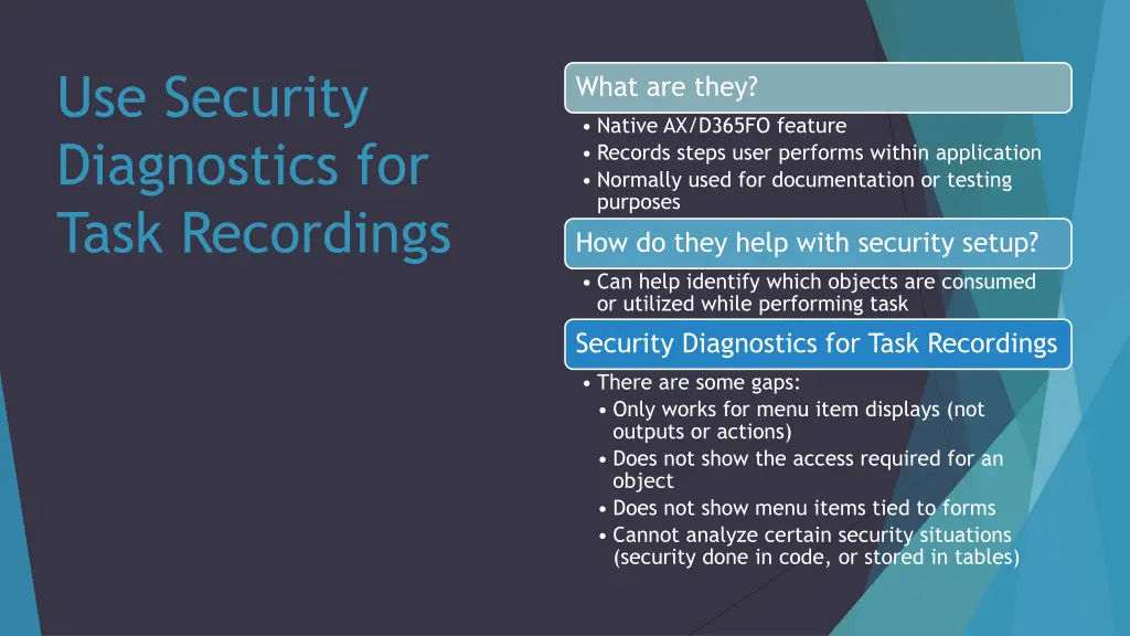 use security diagnostics for task recordings