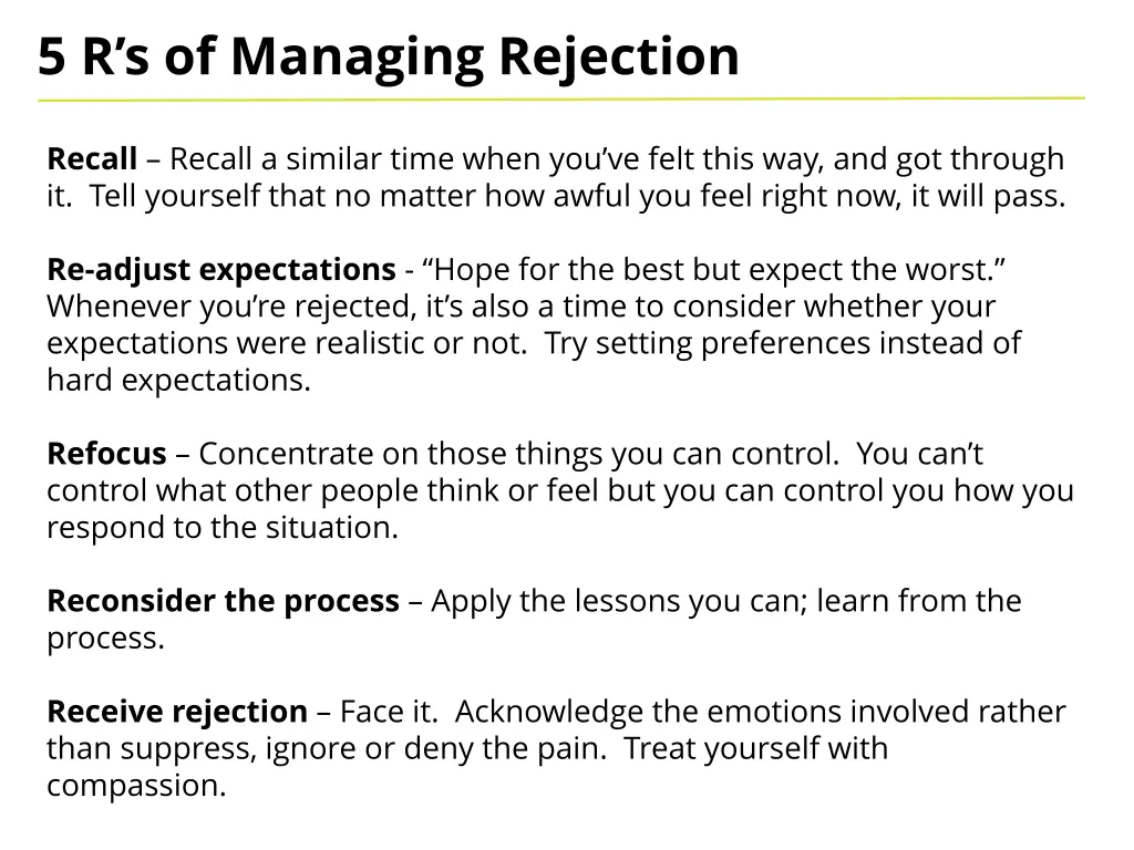 5 r s of managing rejection 1