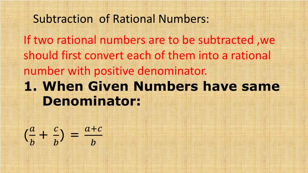 subtraction of rational numbers