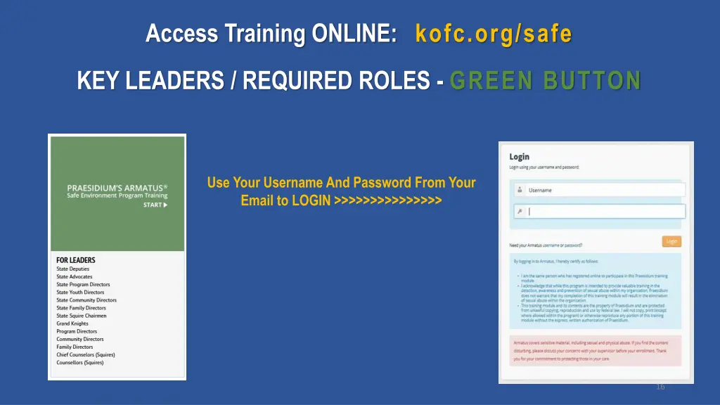 access training online kofc org safe