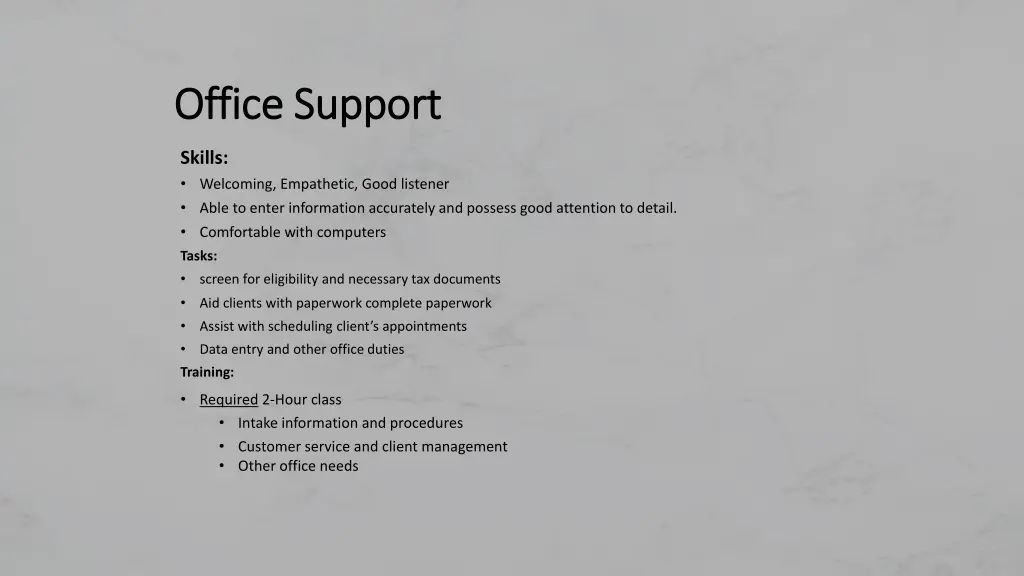 office support office support